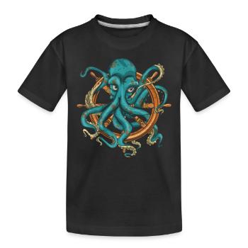 Oktopus Meeresbewohner Ozean Tier Geschenk Kraken - Kinder Premium Bio T-Shirt - Schwarz - Vorne
