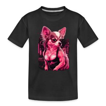 Pink Chihuahua | Fitness Girl Gym Sport Dumbbell - Kids' Premium Organic T-Shirt - black - Front