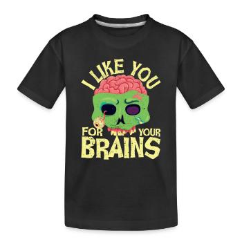 Ich mag dich für deine Gehirne lustig Halloween - Kinder Premium Bio T-Shirt - Schwarz - Vorne