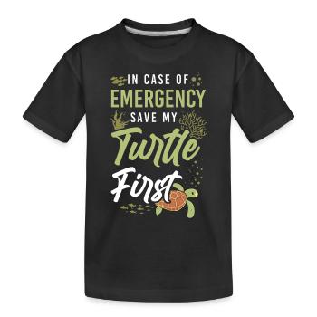 Tortue de mer en cas de - T-shirt bio Premium Enfant - noir - Devant