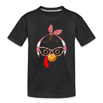 Truthahn Gesicht Leopard Print Brille Thanksgiving - Kinder Premium Bio T-Shirt - Schwarz - Vorne
