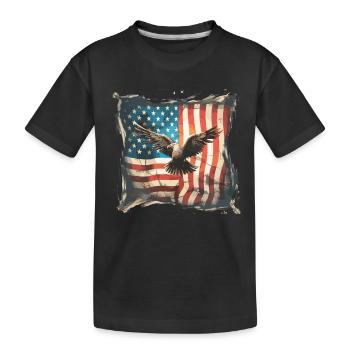 Vintage Amerika Flagge Weißkopfadler Usa - Kinder Premium Bio T-Shirt - Schwarz - Vorne