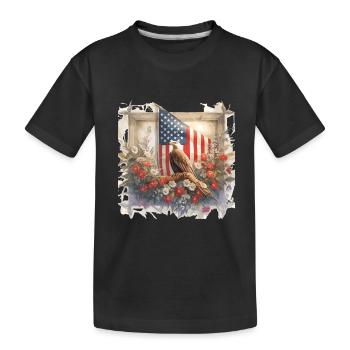 Vintage Amerika Flagge Weißkopfadler Usa - Kinder Premium Bio T-Shirt - Schwarz - Vorne