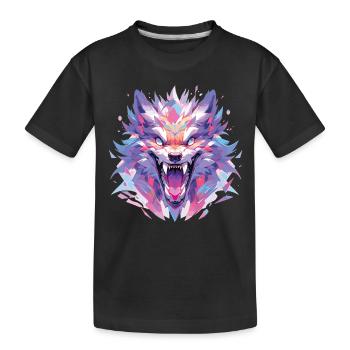 Wolf Wolfskopf Wölfe Waldbewohner Tiere - Kinder Premium Bio T-Shirt - Schwarz - Vorne