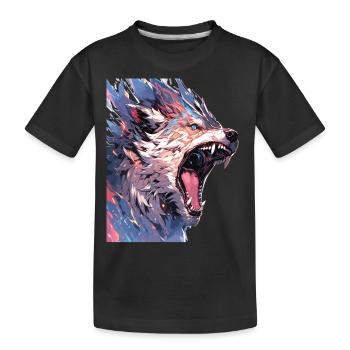 Wolf Wolfskopf Wölfe Waldbewohner Tiere - Kinder Premium Bio T-Shirt - Schwarz - Vorne