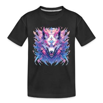 Wolf Wolfskopf Wölfe Waldbewohner Tiere - Kinder Premium Bio T-Shirt - Schwarz - Vorne