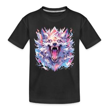 Wolf Wolfskopf Wölfe Waldbewohner Tiere - Kinder Premium Bio T-Shirt - Schwarz - Vorne