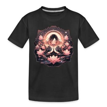 Meditation Lotusblüte Achtsamkeit Entspannung - Kinder Premium Bio T-Shirt - Schwarz - Vorne