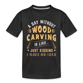 Sculpture sur bois Une journée sans sculpture sur bois Woodsman - T-shirt bio Premium Enfant - noir - Devant