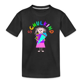 Strichmännchen Schulkind - Kinder Premium Bio T-Shirt - Schwarz - Vorne
