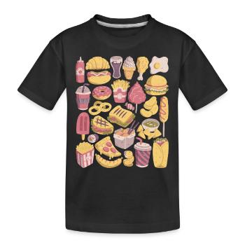 Fast Food Doodles Junk Food Snacks Unhealthy Delicious - Kids' Premium Organic T-Shirt - black - Front
