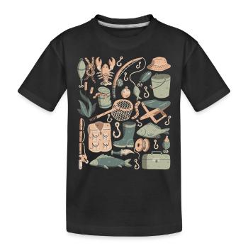 Pêche Doodles Poisson Pêcheurs Appâts Pêche Crochet - T-shirt bio Premium Enfant - noir - Devant