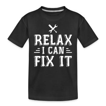 Entspann dich, ich kann es reparieren - Kinder Premium Bio T-Shirt - Schwarz - Vorne