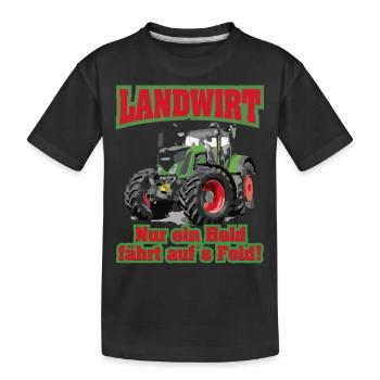 Landwirt Nur ein Held fährt auf´s Feld Bauer - Kinder Premium Bio T-Shirt - Schwarz - Vorne