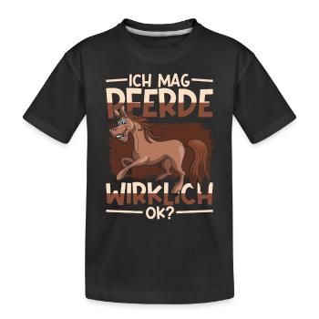 Reiterhof Pferdesport Lustiges Geschenk Pferd - Kinder Premium Bio T-Shirt - Schwarz - Vorne
