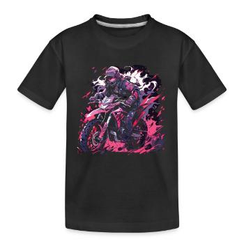Supermoto Motocross Motocross Motorrad Biker - Kinder Premium Bio T-Shirt - Schwarz - Vorne