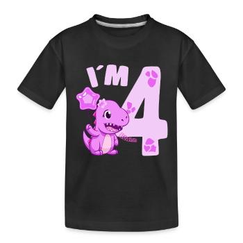 Dinosaure mignon Je suis 4 Dino Birthday Girl - T-shirt bio Premium Enfant - noir - Devant