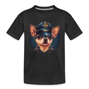 Chihuahua | Chapeau Policier Chien Drôle - T-shirt bio Premium Enfant - noir - Devant