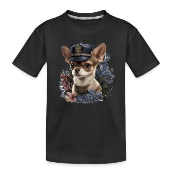 Chihuahua | Chapeau Policier Chien Drôle - T-shirt bio Premium Enfant - noir - Devant