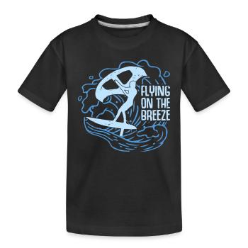 Flying on the Breeze Hydrofoil Wingfoil Wingfoilin - Kinder Premium Bio T-Shirt - Schwarz - Vorne