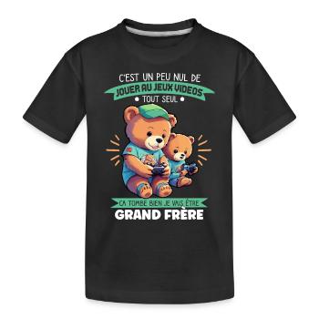 Futur Grand Frère Gamer Annonce Grossesse Drôle - T-shirt bio Premium Enfant - noir - Devant