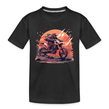 Supermoto Motocross Motocross Motorrad Biker - Kinder Premium Bio T-Shirt - Schwarz - Vorne