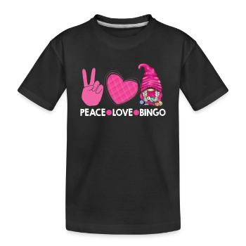 Frieden Liebe Bingo - Kinder Premium Bio T-Shirt - Schwarz - Vorne