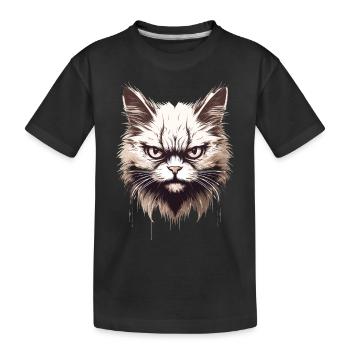 Katze Genervtes Katzengesicht Böser Stubentiger - Kinder Premium Bio T-Shirt - Schwarz - Vorne