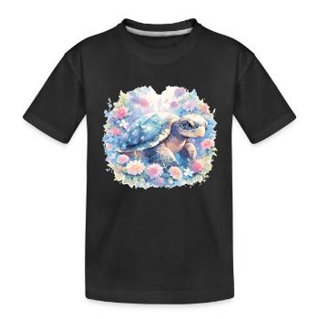 Schildkröte Echse Schildkröte Baby Schildkröten - Kinder Premium Bio T-Shirt - Schwarz - Vorne