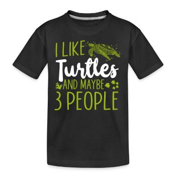 Sea Turtle Tortoise I Like Turtles - Kinder Premium Bio T-Shirt - Schwarz - Vorne