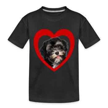 Amoureux des chiens - Cœur de chien - Havanais - T-shirt bio Premium Enfant - noir - Devant