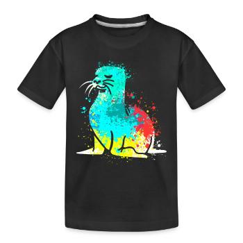 Splash Art Seal Sea Lion Seal - Kids' Premium Organic T-Shirt - black - Front