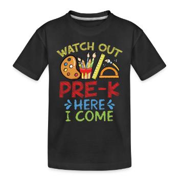 Pass Auf Die Vorschule Auf, Hier Komme - Kinder Premium Bio T-Shirt - Schwarz - Vorne
