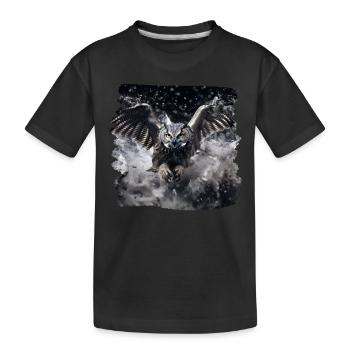 Eulen Kauz Owl Uhu Nachteule Eule - Kinder Premium Bio T-Shirt - Schwarz - Vorne