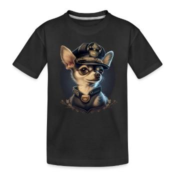 Chihuahua | Chapeau Policier Chien Drôle - T-shirt bio Premium Enfant - noir - Devant