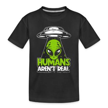 Les humains ne sont pas de vrais extraterrestres de conspiration d’OVNI - T-shirt bio Premium Enfant - noir - Devant