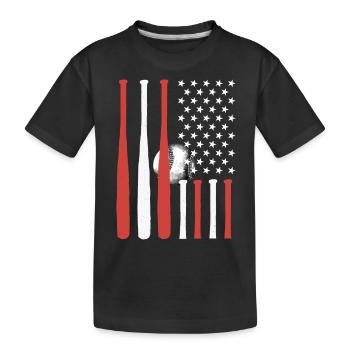 Baseballschläger mit Amerika Flagge - Kinder Premium Bio T-Shirt - Schwarz - Vorne