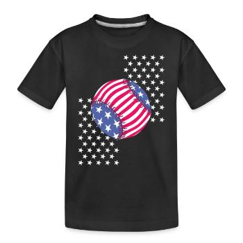 Baseball mit Amerika Flagge - Kinder Premium Bio T-Shirt - Schwarz - Vorne