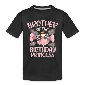 Brother Of the Birthday Boy Princess Gift Deco - Kinder Premium Bio T-Shirt - Schwarz - Vorne