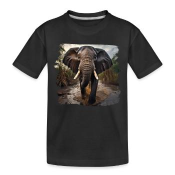 Elefanten realistic Elefant - Kinder Premium Bio T-Shirt - Schwarz - Vorne