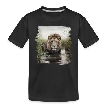Lion lion réaliste lion - T-shirt bio Premium Enfant - noir - Devant