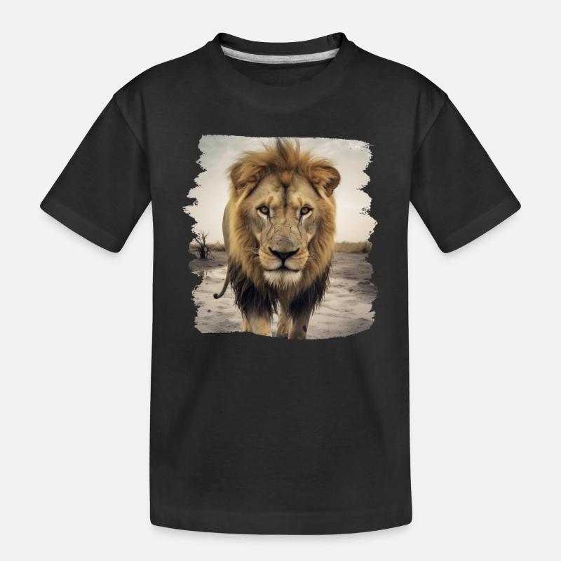 Löwen realistic Löwe - Kinder Premium Bio T-Shirt - Schwarz