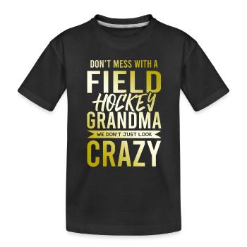 fieldhockey großmutter - Kinder Premium Bio T-Shirt - Schwarz - Vorne