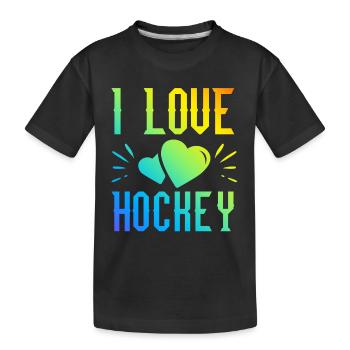 I love hockey - Kids' Premium Organic T-Shirt - black - Front
