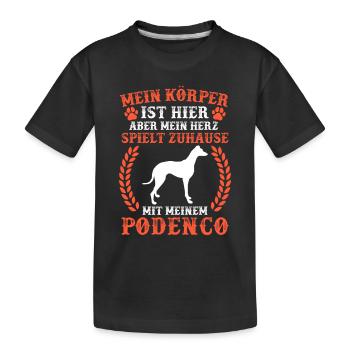 Spiele mit meinem Podenco spanischer Windhund - Kinder Premium Bio T-Shirt - Schwarz - Vorne