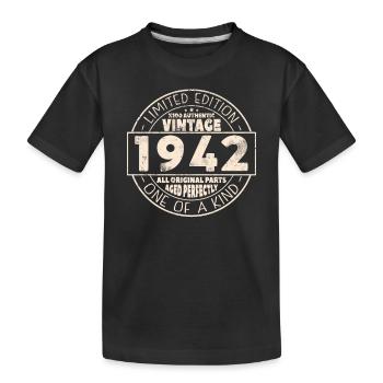 Geschenk 1942 Vintage, 81/82 Jahre - Kinder Premium Bio T-Shirt - Schwarz - Vorne