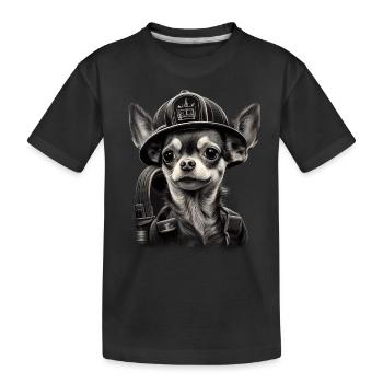 Chihuahua - Feuerwehrmann Feuerwehr Hund Männer - Kinder Premium Bio T-Shirt - Schwarz - Vorne