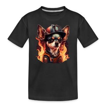 Chihuahua - Feuerwehrmann Feuerwehr Hund Männer - Kinder Premium Bio T-Shirt - Schwarz - Vorne