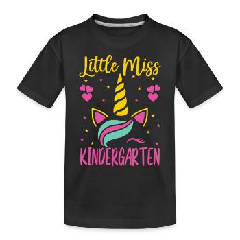 Little Miss Kindergarten Einhorn Mädchen Kita Fun - Kinder Premium Bio T-Shirt - Schwarz - Vorne