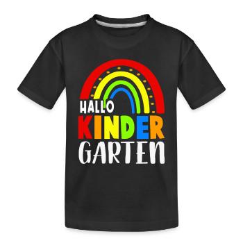 Hallo Kindergarten 1. Tag Kita Mädchen - Kinder Premium Bio T-Shirt - Schwarz - Vorne